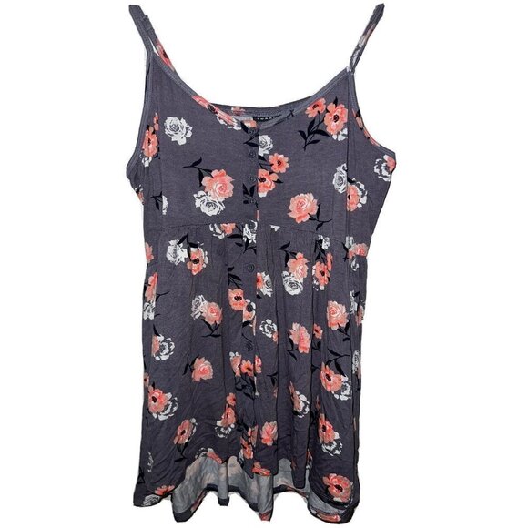 TORRID Size 1 Gray Floral Button Front Cami Tank Top 1X Pink White Cotton (x) - Picture 1 of 7